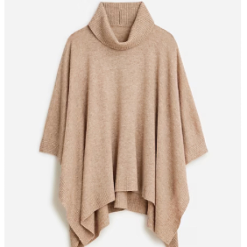 J.Crew Turtleneck Poncho in Wool-Cashmere Blend, One Size